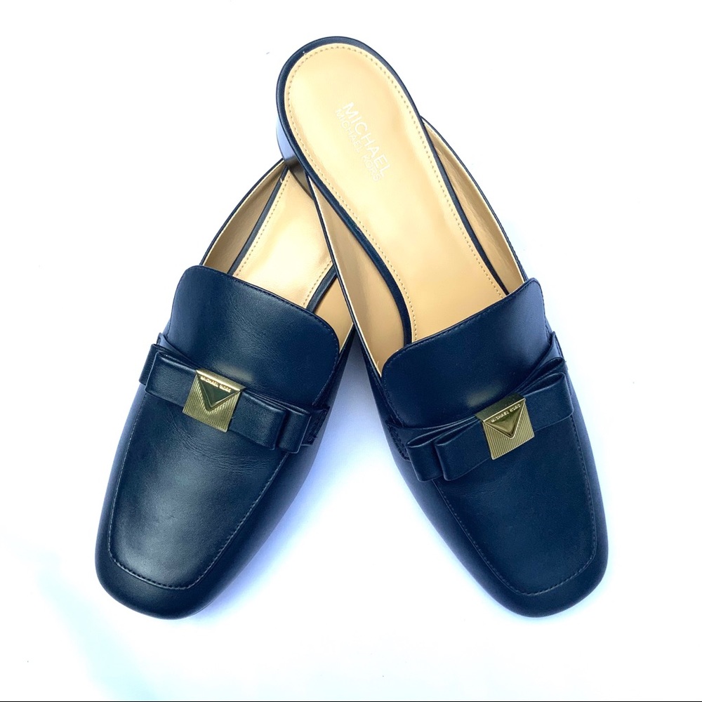 NEW Michael Kors Caroline Leather Mule Navy Size 9